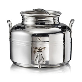 SANSONE Contenitore 5L "Il Gioiello" Acciaio Inox AISI 304 con Rubinetto e Stand per Cucina