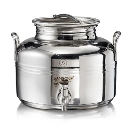 SANSONE Contenitore 5L "Il Gioiello" Acciaio Inox AISI 304 con Rubinetto e Stand per Cucina