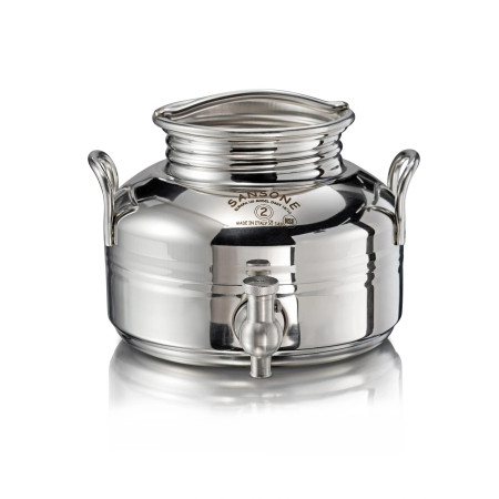 SANSONE Contenitore 2L "Il Gioiello" Acciaio Inox AISI 304 con Rubinetto e Stand da Tavolo