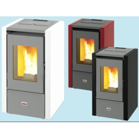 Stufa a Pellet QUEEN 6 kW Colore Bordeaux Potenza 5,53 kW/h Riscalda 145 MC