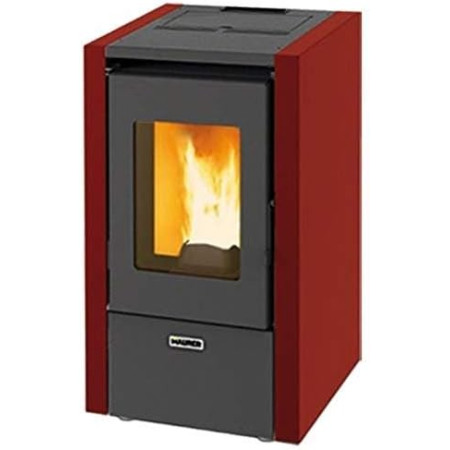 STUFA a PELLET MAURER MIGNON 6,15 KW Bordeaux Alto Rendimento 93,34% Fino a 55 mq