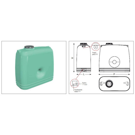 Serbatoio acqua potabile Telcom Aquarius SQ1500 1500 litri QUADRO colore verde