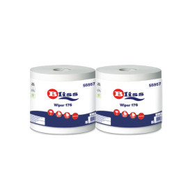 Carta asciugamano Industriale Wiper 176 - kg 3.750- Micro-Incollata 2 Veli Pura Cellulosa 176 Mt Conf. 2 Rotoli (COD 55957)