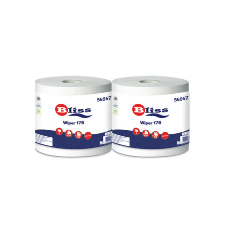Carta asciugamano Industriale Wiper 176 - kg 3.750- Micro-Incollata 2 Veli Pura Cellulosa 176 Mt Conf. 2 Rotoli (COD 55957)