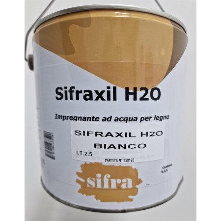 Sifra Impregnante Legno Sifraxil H2O Colore BIANCO| Base Acqua, Non Filmogeno | Latta 2.5 LT