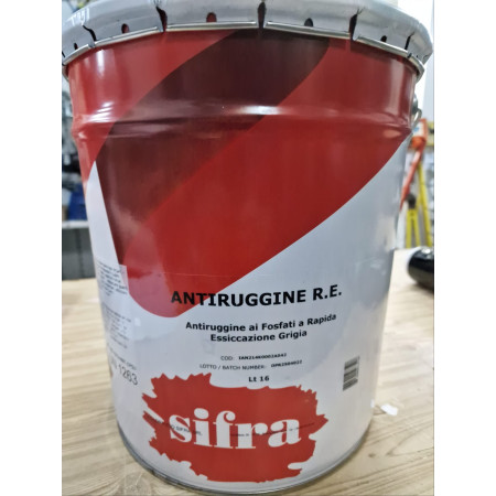 Antiruggine Industriale SIFRA R.E. Grigio 16LT | Rapida Essiccazione Nitro/sintetica| Fosfati | Fondo per Acciaio Zincato