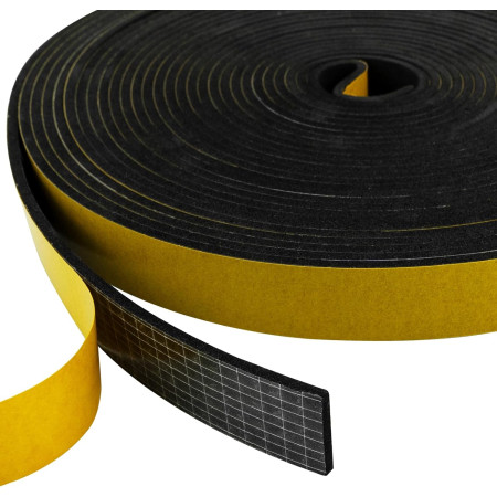 Guarnizione  Mousse rettangolare adesiva mm25x10 mt10 in gomma espansa a cellule chiuse