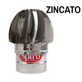 Comignolo Eolico ø200 SPIRO® Base TONDA CIRCOLARE ZINCATO | Aspirafumo Rotante Durevole | Anti-Ritorno