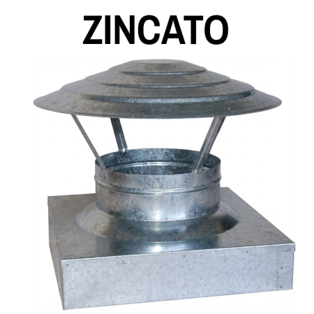 Comignolo Fumaiolo base quadra 17X17cm zincato CINESINO Perfetto® Classico Anti-Pioggia Terminale Canne Fumarie Statico