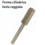 Fresa Rotativa Stella Bianca Cilindrica Testa Raggiata HSS in Metallo Duro - Ø 12 mm - Gambo 6 mm