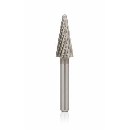 Fresa Rotativa Stella Bianca Conica in Metallo Duro - Ø 12 mm - Gambo 6 mm