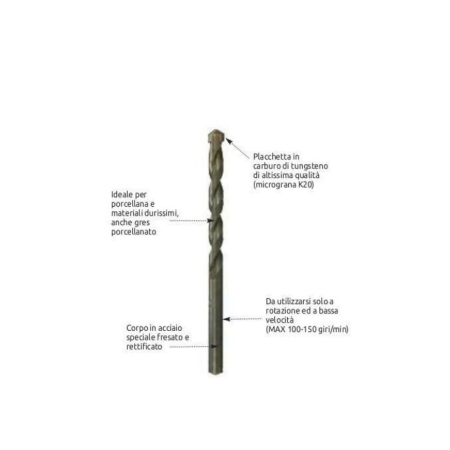 Punta Professionale per Porcellana e Gres Ø 4mm Stella Bianca Art. 82P 80mm