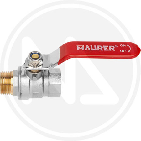 VALVOLA A SFERA OTTONE M-F CON LEVA ROSSA 1" MAURER