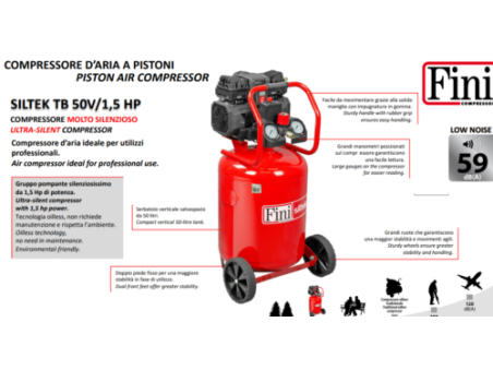 COMPRESSORE D’ARIA A PISTONI SILTEK TB 50V/1,5 HP