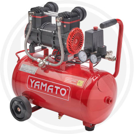 Compressore Silenziato 24L Yamato 1,5Hp Oilless 8 Bar Doppio Connettore 79dB