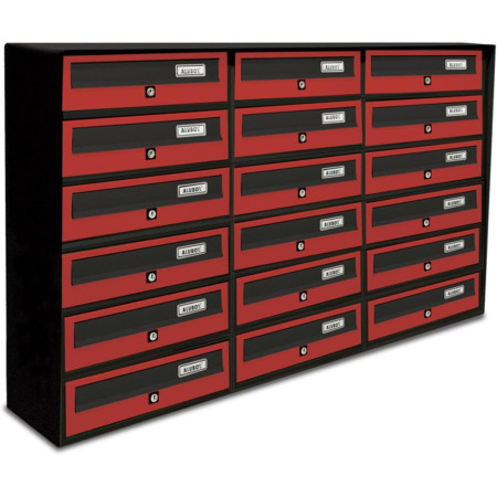 ALUBOX Casellario Postale Condominiale 18 Posti Esterno Antracite Rosso Slim