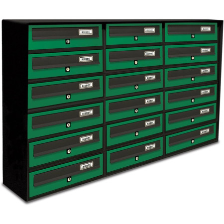 ALUBOX Casellario Postale Condominiale 18 Posti Esterno Antracite Verde Slim