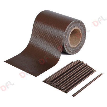 Fascia Frangivista PVC Marrone 19cm x 35mt Copertura Recinzioni Balconi + 25 Clips