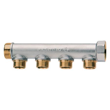 Collettore Distribuzione Lineare ITAP 4 Vie 1/2x16 Multistrato PEX Rame Nichelato