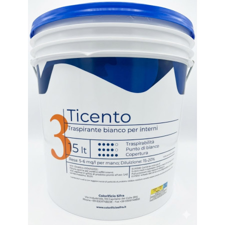 Pittura Traspirante Interni Ticento Sifra 15Lt Bianca Alta Copertura Professionale