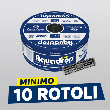 Manichetta Gocciolante Aquadrop Mega 1000 mt Ø 16 mm Passo 30 cm Spessore 18 mil 1,6/2,1 l/h (Acquisto min 10 rotoli)