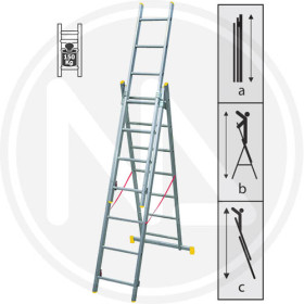 SCALA TRASFORMABILE PROFESSIONALE TRIPLA ALLUMINIO MAURER, VARIE MISURE