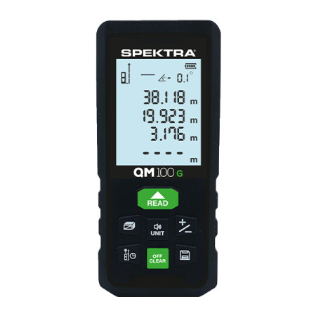 Spektra QM 100 G Distanziometro Laser Raggio Verde 100m – Batteria al Litio e IP54