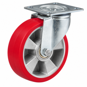 Ruota Industriale con Supporto Girevole a Piastra in Poliuretano e Alluminio Serie BPU e BPM
