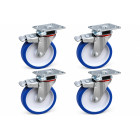 Kit 4 Ruote per Trabattello EXPORT Ø 200 mm – Ruote Anti-Schiacciamento con Freno per Massima Sicurezza