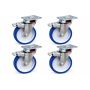 Kit 4 Ruote per Trabattello EXPORT Ø 200 mm – Ruote Anti-Schiacciamento con Freno per Massima Sicurezza
