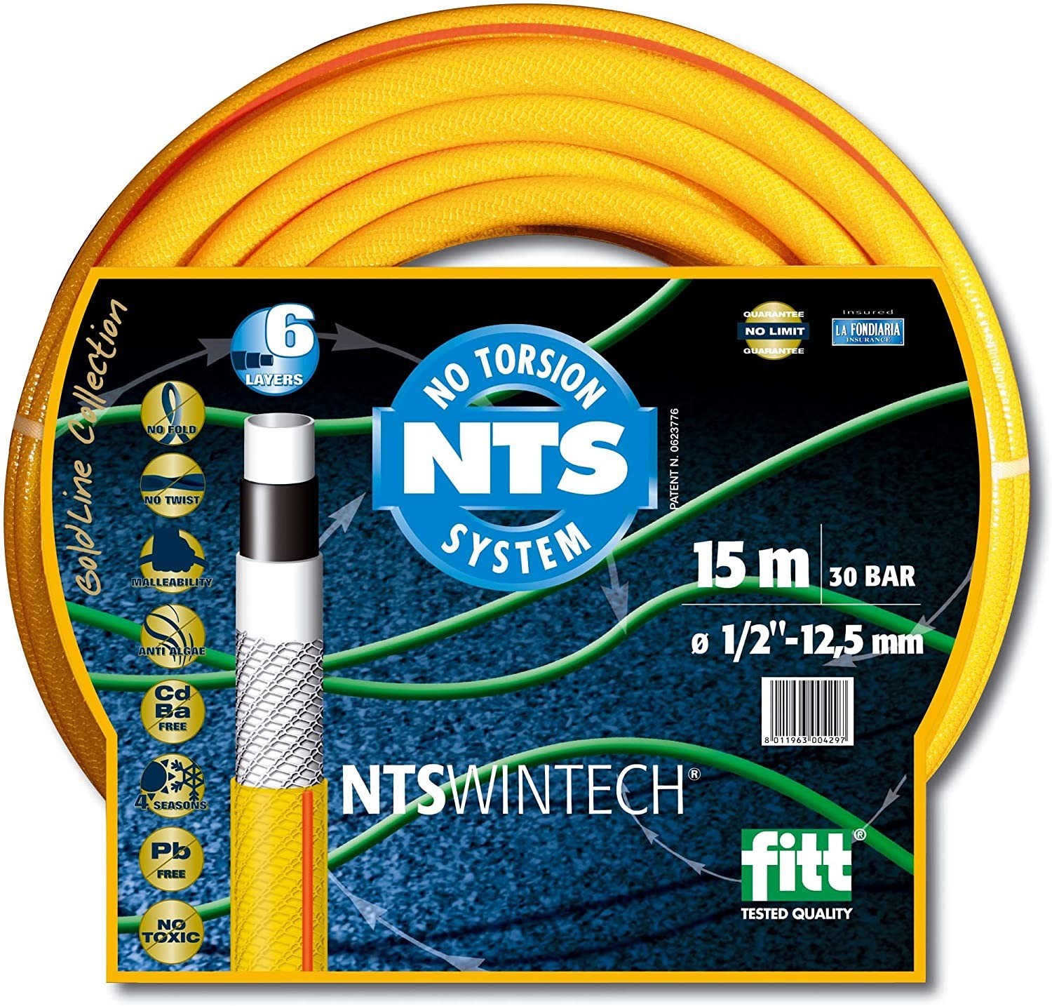 Fitt 52613 Wintech Tubo Innaffio, NTS 5/8", 15 m, Giallo
