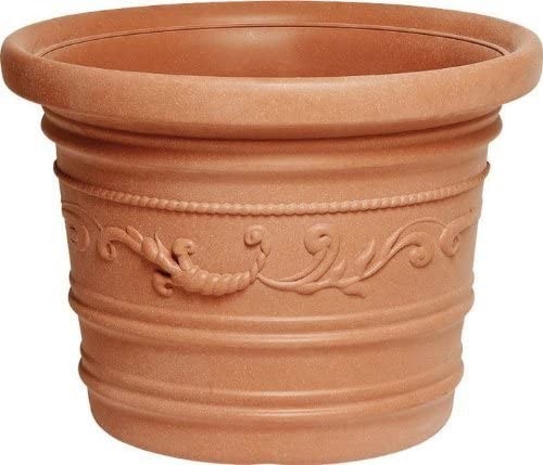 Vaso Tondo Festonato � 80Cm in Resina colore Terracotta Doppio Bordo