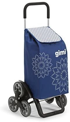 Gimi Tris - Carrello per la spesa, motivo floreale, colore: Blu