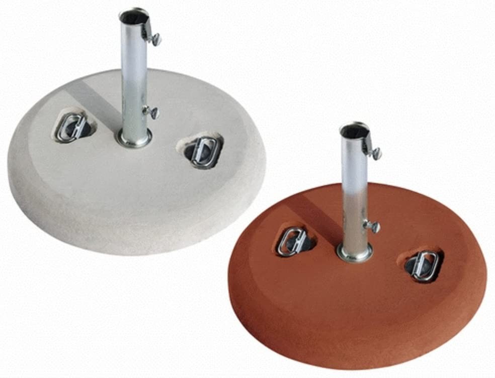 Base Per Ombrellone In Cemento Fornita Con Maniglie E Tubo Zincato � 5,2 Cm. Peso 35 Kg. Spessore 8 Cm.