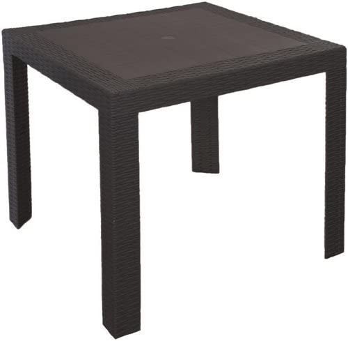OEM SYSTEMS Tavolo Quadrato in Resina MOD. Saturno Colore Marrone SIMILRATTAN 80X80X72