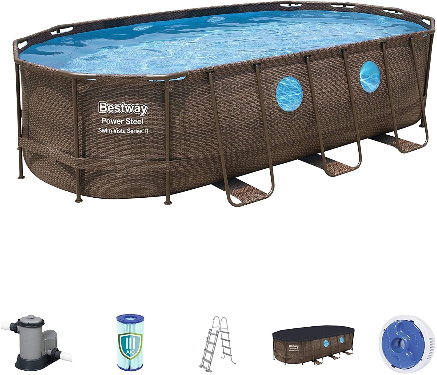 Bestway Power Steel Swim Vista Series Oval Pools, Brown