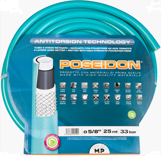 POSEIDON Tubo 15 mt Irrigazione, Celeste Acquamarina, 1/2"