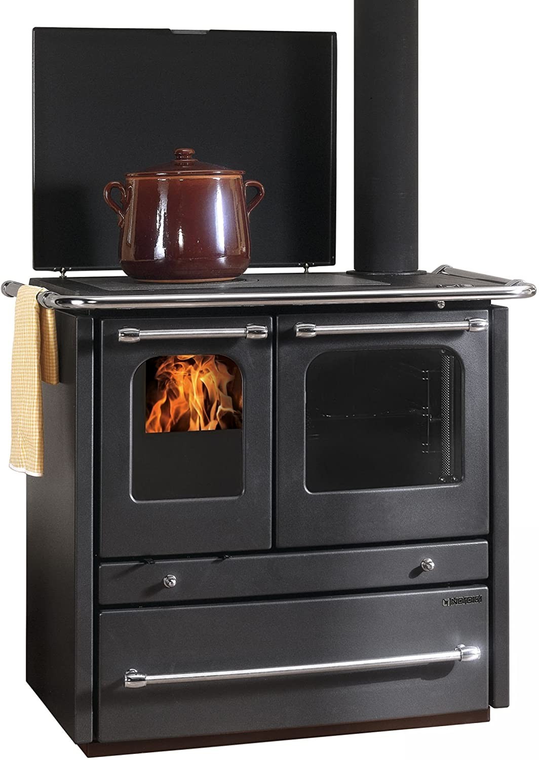 La Nordica - Termocucina a Legna TermoSovrana D.S.A. Finitura Nero Antracite da 96,4cm