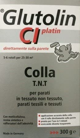 GLUTOLIN C.I. colla per parati tnt, tessili e tessuti. Conf. 300g. Applicazione diretta su pareti.