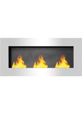 XONE Biocamino da Parete “Derek” con 3 bruciatori da 1,5lt | Camino a bioetanolo a Muro, Metallo - Acciaio, Misure 150(L)*70(H)*