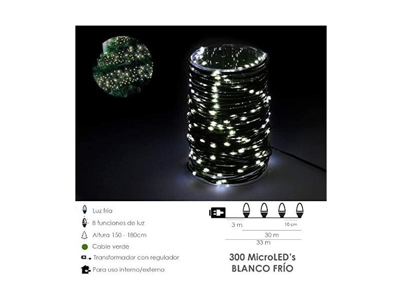 MAURER Guinalda Luci Natalizie Microled 300 Led Colore Bianco Freddo