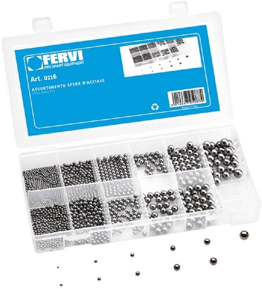 ASSORTIMENTO 450 SFERE D�ACCIAIO CROMATE METRICHE FERVI 0116