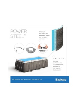Bestway Power Steel-Set per Piscina Rettangolare, 404 x 201 x 100 cm, Marrone