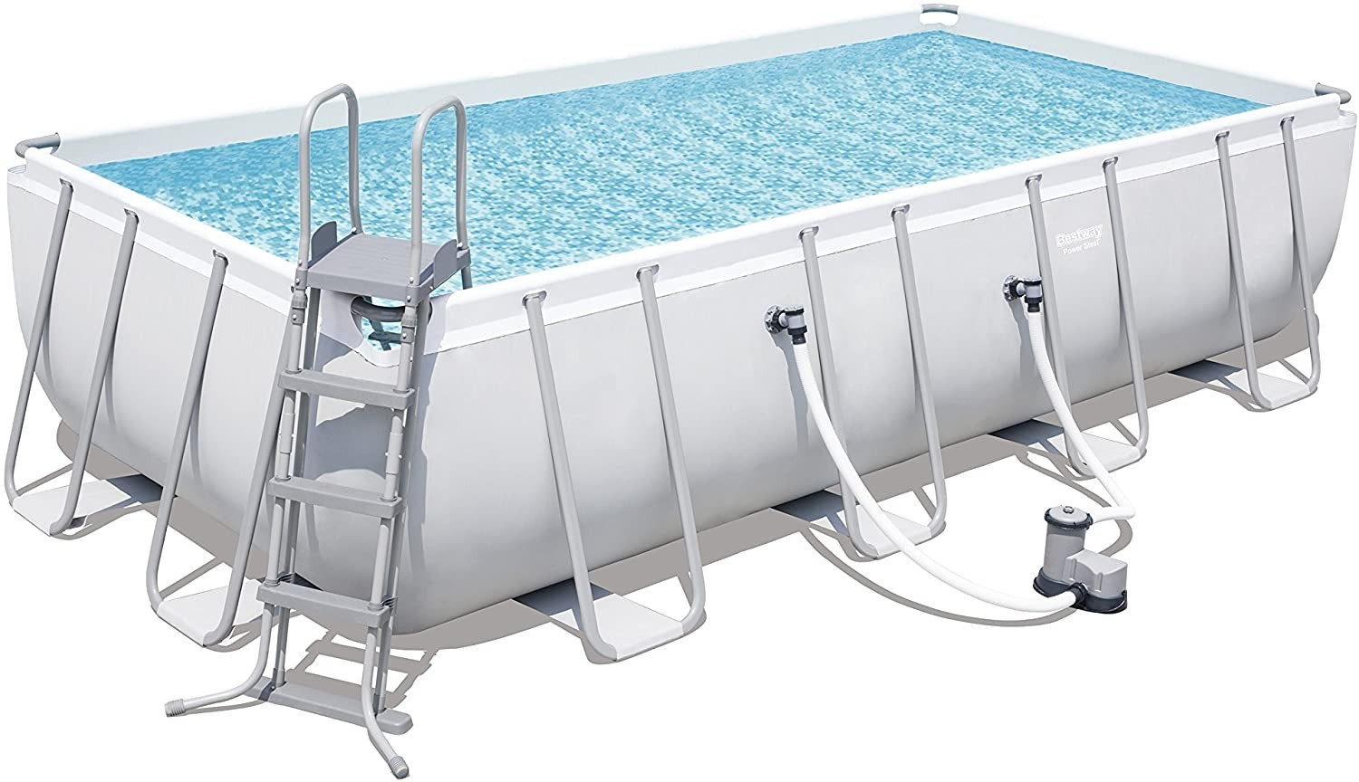 Bestway Steel Pro Trasimeno Piscina 7.32x3.66x1.32mt con set di cornici in acciaio, sopra terra, colore: Grigio