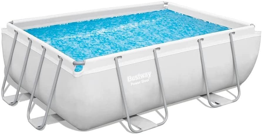 Bestway 56629| Power Steel - Piscina Fuori Terra Rettangolare, 282x196x84 cm, Pompa di Filtraggio e Dosatore Chemconnect Inclusi