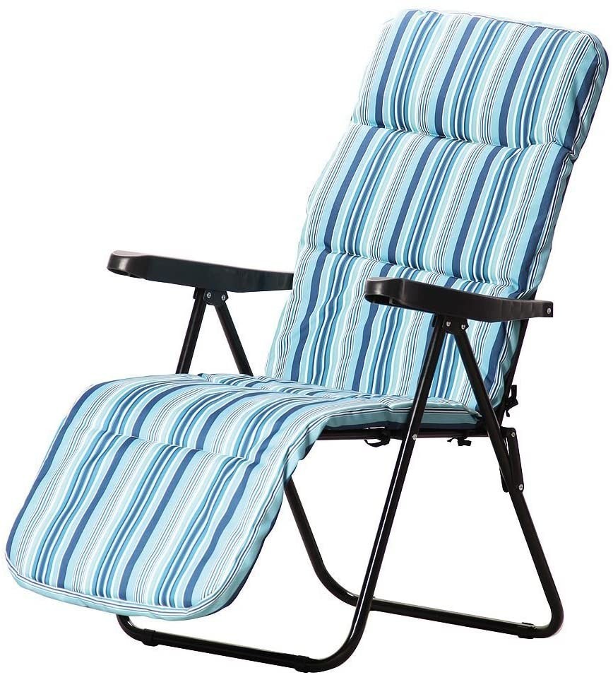 PAPILLON 8044455 Sedia da Spiaggia Imbottita in Acciaio 5 Posizioni con poggiapiedi, Multicolore, 60x100x30 cm