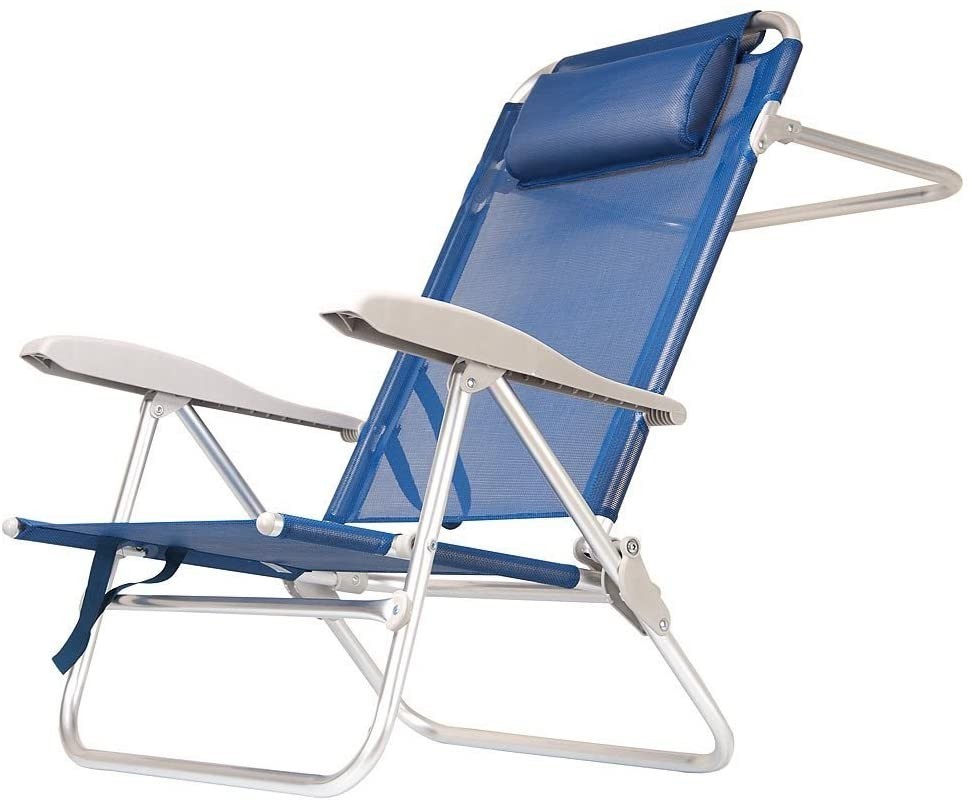 SEDIA SDRAIO SEDUTA ALTA CON CUSCINO E BRACCIOLI IN ALLUMINIO 99x64x23/27/89H cm. Blu