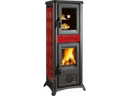 Stufa A Legna 'Gemma Forno' Con Forno Smaltato. Rivestimento Esterno In Maiolica
