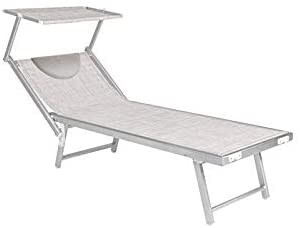 LETTINO SPIAGGIA CON PARASOLE E POGGIATESTA BUDELLI singolo - cm. 188 x 67 x h.38