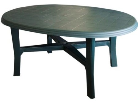 Tavolo da giardino, ovale, 165 x 110 cm, in plastica, colore: verde